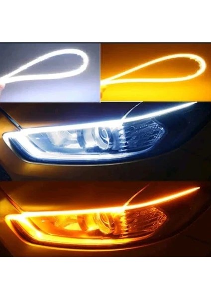 Keeway Speed uyumlu Far Üstü Kayar LED Selamlamalı Sinyalli 60 cm Beyaz ve Turuncu Renk