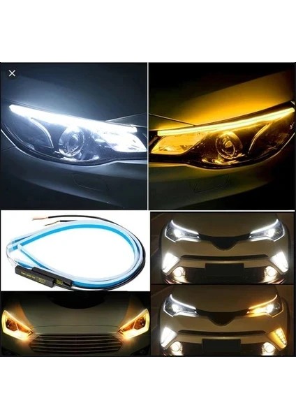Keeway Speed uyumlu Far Üstü Kayar LED Selamlamalı Sinyalli 60 cm Beyaz ve Turuncu Renk