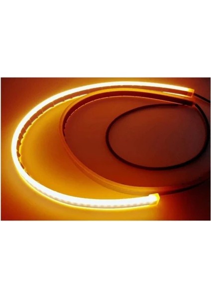 Keeway Speed uyumlu Far Üstü Kayar LED Selamlamalı Sinyalli 60 cm Beyaz ve Turuncu Renk