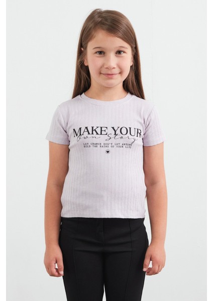 Make Your Own Story Baskılı Kız Çocuk Penye Tişört