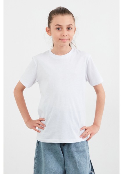 %100 Pamuk Basic Unisex Çocuk Tşört