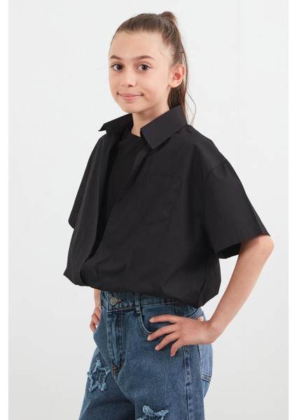 Cepli Tişörtlü Kız Çocuk Gömlek modelleri