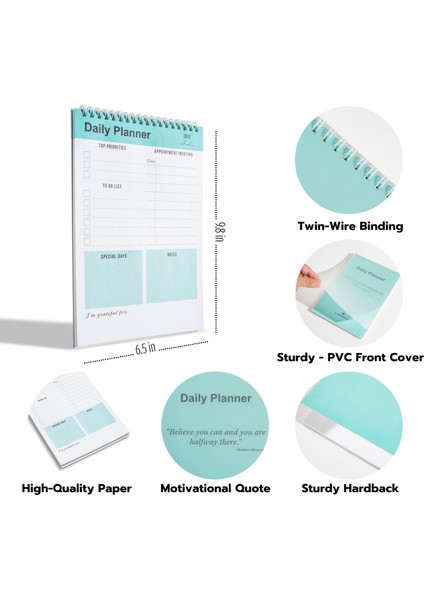 Günlük Planlayıcı Defter, Yapılacaklar Listesi, Planlayıcı Ajanda, Görev Kontrol Listesi (İngilizce)- Yeşil modelleri