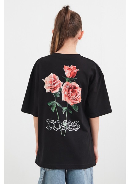 Sırtı Gül Baskılı Kız Çocuk Tişört fiyatları