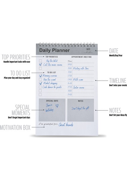 Günlük Planlayıcı Defter, Yapılacaklar Listesi, Planlayıcı Ajanda, Görev Kontrol Listesi (İngilizce)- Gri fiyatları