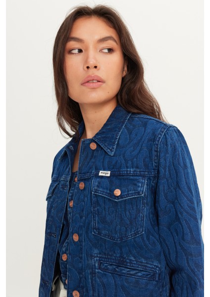 %100 Pamuk Regular Fit Normal Kesim Desenli Mavi Denim Jean Ceket fırsatları