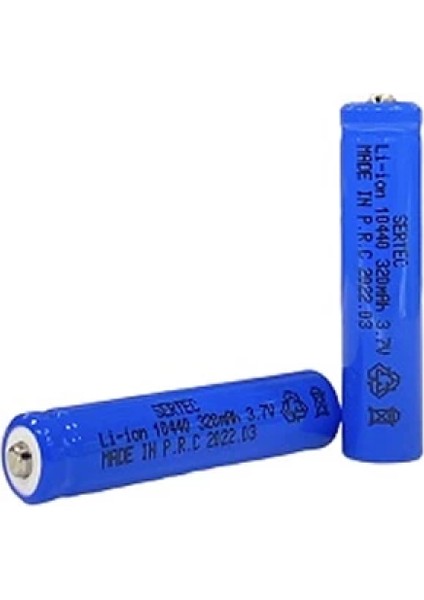 3.7V Li-Ion 10440 - 320 Mah 1c Şarjlı Pil Başlı