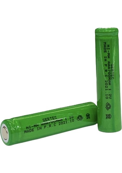 1.2V 700 Mah - Aaa - Ni-Mh Şarjlı Pil - Başsız / Flat Head
