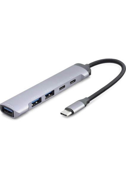 Type-C Hub 5*usb Gri HDX7041