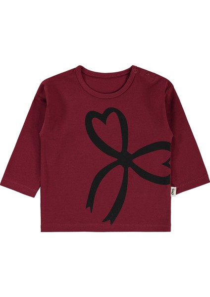 Kız Bebek Sweatshirt 6-18 Ay Koyu Bordo
