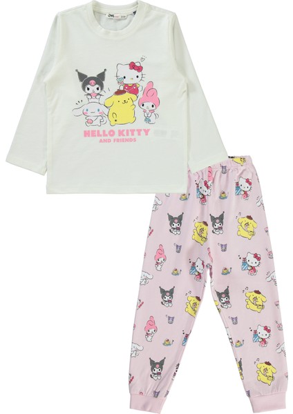 Kız Çocuk Pijama Takımı 2-5 Yaş Ekru