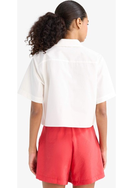 Regular Fit Poplin Kısa Kollu Beyaz Gömlek F8580AX25SM