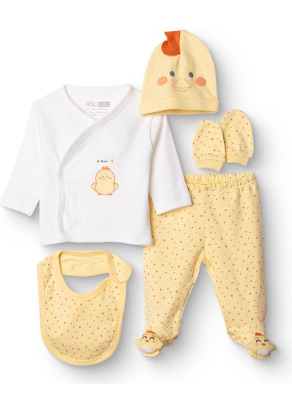 Yenidoğan Unisex 5li Askı Hastane Çıkışı Zarf Yaka Uzun Kol Patikli