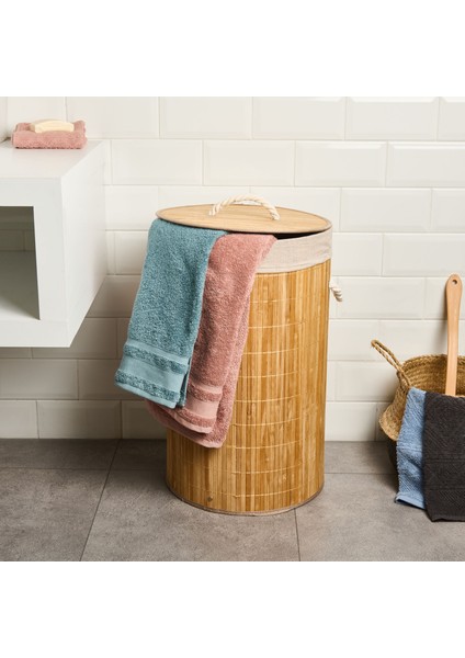 Katlanır Yuvarlak Bambu Kirli Çamaşır Sepeti - Bej - 60 Lt fiyatları