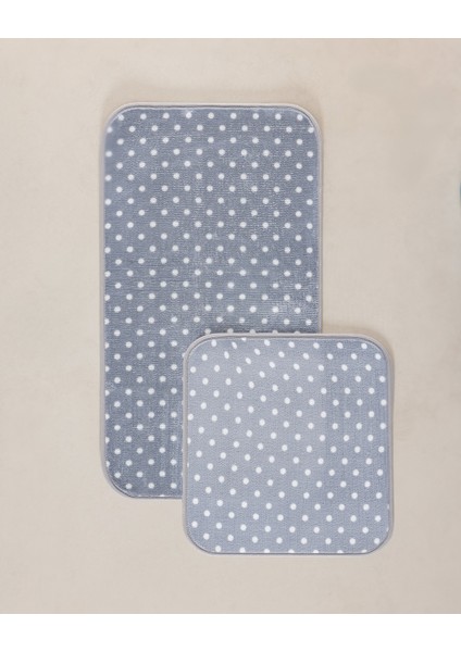 Brume Puantiyeli 2'li Banyo Paspası - Gri