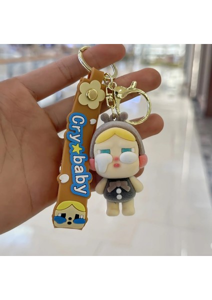 Kawaii Crybaby Keychain Karikatür Karikatür Üç Boyutlu Bebek Öğrencileri Okul Çantası Kolye Araba Ana Zincir Hediyeler Çocuklar Için Renk: C (Yurt Dışından)
