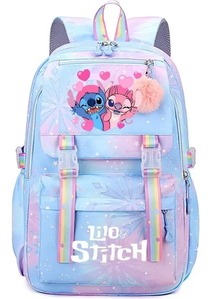 Dikiş Büyük Kapasiteli Sırt Çantası, Gündelik Naylon Sevimli Gün Çantası, Karikatür Anime Okul Çantası, Kız Gündelik Seyahat Gidip Knapsackcolor: Stitch-A-Mavi (Yurt Dışından)