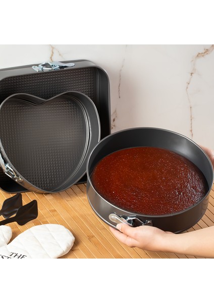 911 3lü Yanmaz Yapışmaz Metal Kilitli Kelepçeli Kek Kalıbı Seti modelleri