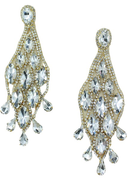 Yeni Lüks Dörtgen Düzensiz Rhinestones Uzun Küpeler (Yurt Dışından)