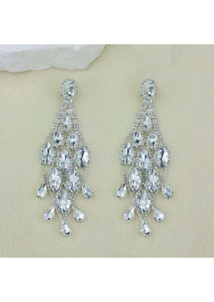 Yeni Lüks Dörtgen Düzensiz Rhinestones Uzun Küpeler (Yurt Dışından) indirimleri
