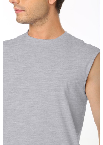 Erkek Açık Grimelanj Bisiklet Yaka Tank Sıfır Kol Atlet %100 Pamuk T-Shirt fiyatları