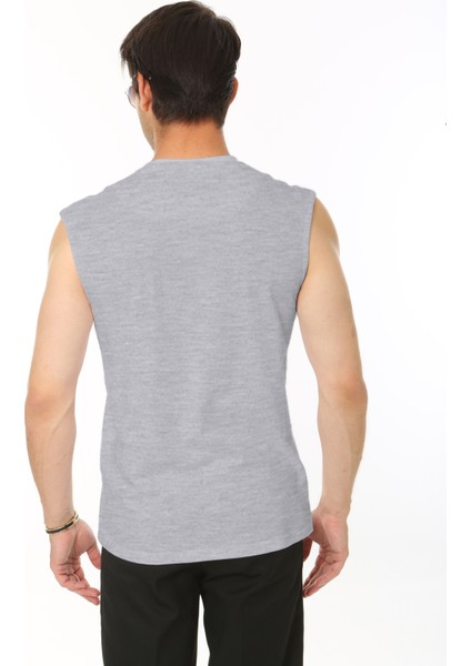 Erkek Açık Grimelanj Bisiklet Yaka Tank Sıfır Kol Atlet %100 Pamuk T-Shirt fırsatları