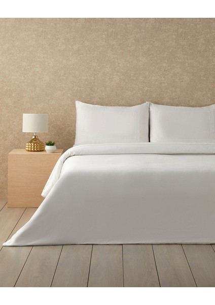 Modello Nakışlı Pamuk Saten Çift Kişilik Nevresim Takımı 200 x 220 cm Beyaz