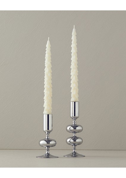 Yılbaşı Christmas Tree 2'li Mum 26,4x5,7x3,5 cm Ekru