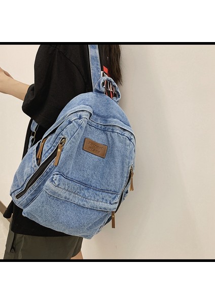 Basit Trend Dayanıklı Denim Çanta Üniversite Lise Ortaokul Öğrenci Çanta (Yurt Dışından) fiyatları