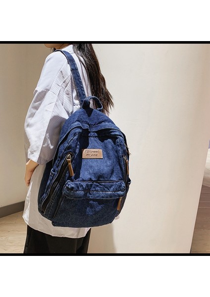 Basit Trend Dayanıklı Denim Çanta Üniversite Lise Ortaokul Öğrenci Çanta (Yurt Dışından) modelleri