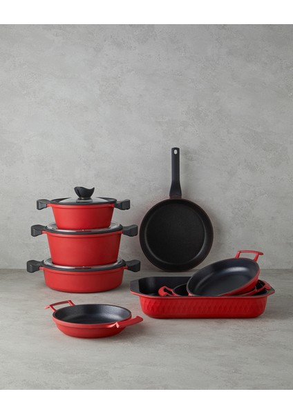 Prime Red Love Döküm Basık Tencere 26 cm Kırmızı