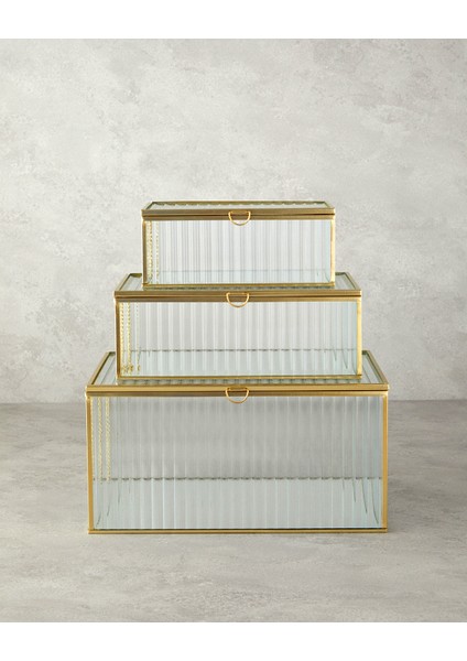 Luxury Cam Dekoratif Kutu 30X20X15 cm Gold fırsatları