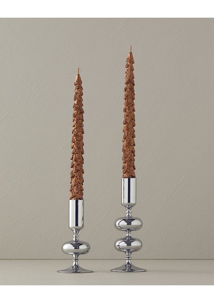 Yılbaşı Christmas Tree 2'li Mum 26,4x5,7x3,5 cm Bronz
