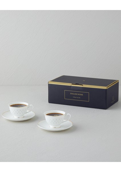Flare New Bone China 4 Parça 2 Kişilik Kahve Fincan Takımı Gold