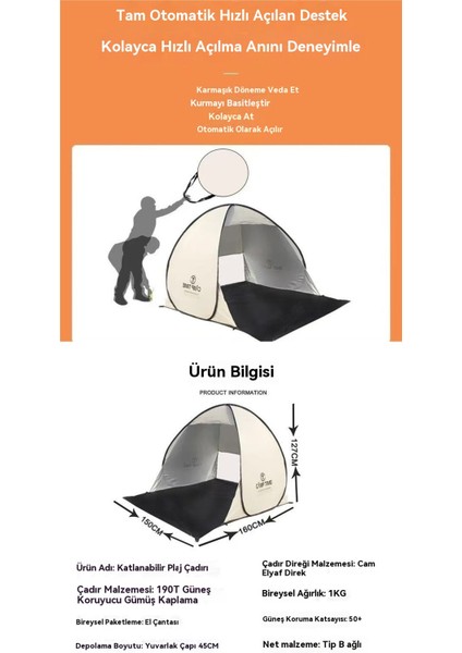 Açık Bir Saniye Açık Açık Plaj Çim Anti-Su Geçirmez ve Vahşi Kamp Otomatik Hızlı Katlanır Çadır (Yurt Dışından) modelleri