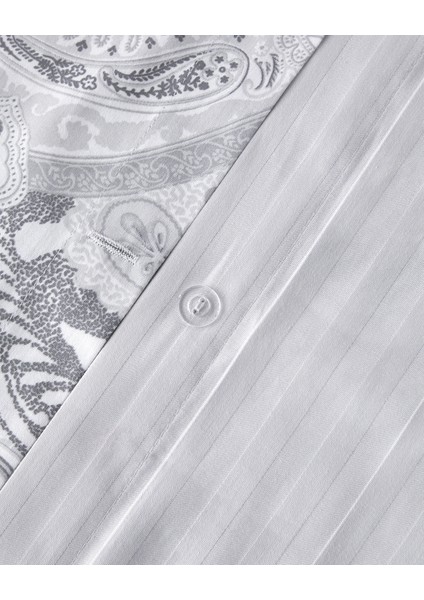 Paisley Serenade Pamuk Saten King Size Nevresim Takımı 240x220 cm Gümüş