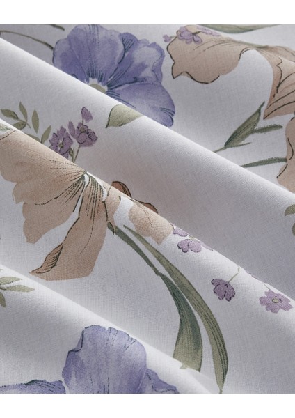 Rustic Blossom Pamuk Tek Kişilik Nevresim Takımı 160X220 cm Lila - Bej