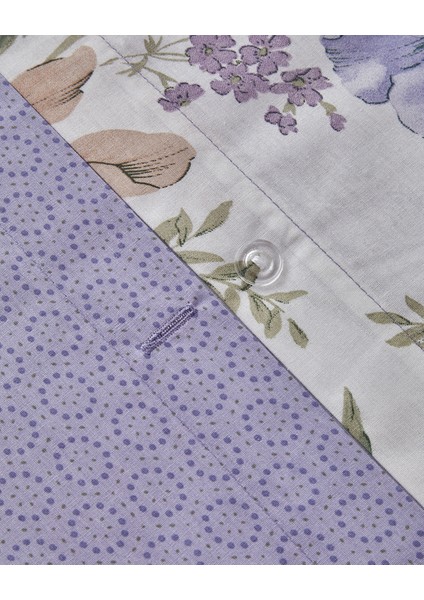 Rustic Blossom Pamuk Tek Kişilik Nevresim Takımı 160X220 cm Lila - Bej