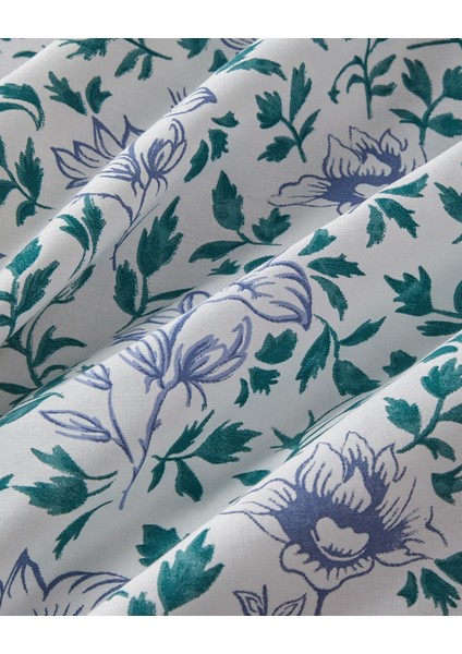 Gentle Flower Pamuk Tek Kişilik Nevresim Takımı 160X220 cm Yeşil-Mavi