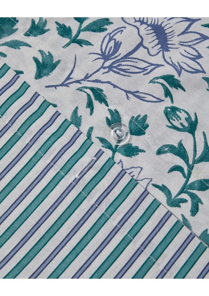 Gentle Flower Pamuk Tek Kişilik Nevresim Takımı 160X220 cm Yeşil-Mavi