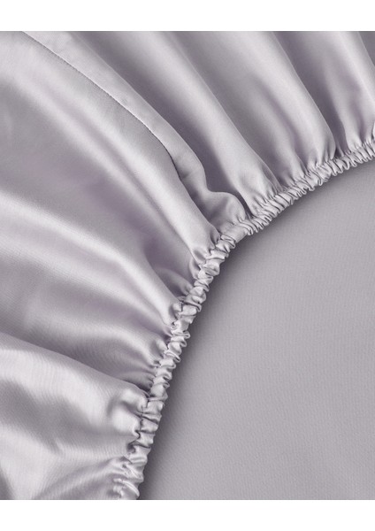 Deluxe Çizgili Pamuk Saten King Size Nevresim Takımı 240X220 cm Açık Leylak