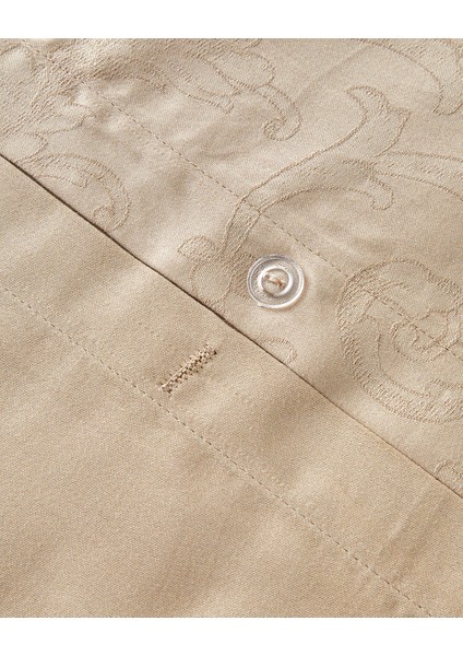 Royal Scroll Jakarlı Pamuk Saten King Size Nevresim Takımı 240 x 220 cm Antik Gold