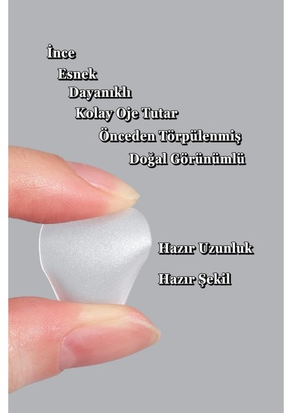 500 Adet Yeni Nesil Jel Destekli Kısa Badem Takma Tırnak Seti