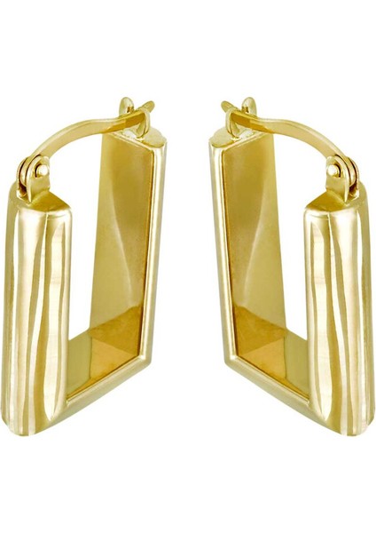 Altın Dikdörtgen Küpe T075457