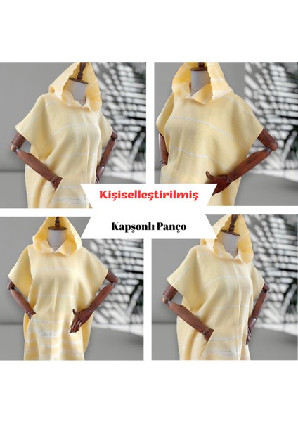 Kişiye Özel Baskılı Kapüşonlu Plaj Pançosu | Isim Yazılı Pamuklu Havlu Poncho |unisex Peştamal Kumaş