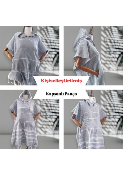 Kişiye Özel Baskılı Kapüşonlu Plaj Pançosu | Isim Yazılı Pamuklu Havlu Poncho |unisex Peştamal Kumaş