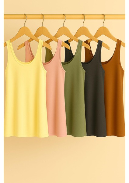 5 Adet A Kesim Pamuklu Kalın Askılı Atlet Tişört