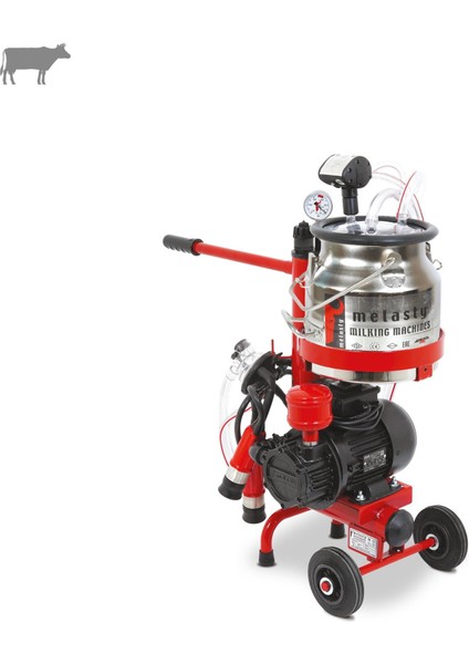 Micro Tekli İnek Süt Sağma Makinesi (Paslanmaz Güğüm-Kauçuk Memelik) (Kuru Pompa)
