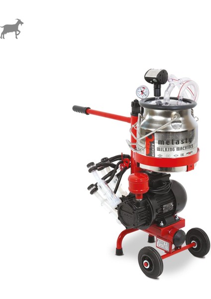 Micro İkili Keçi Süt Sağma Makinesi (Paslanmaz Güğüm-Silikon Memelik) (Kuru Pompa)