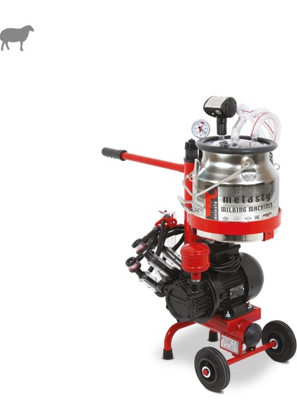 Micro İkili Koyun Süt Sağma Makinesi (Paslanmaz Güğüm-Kauçuk Memelik) (Kuru Pompa)